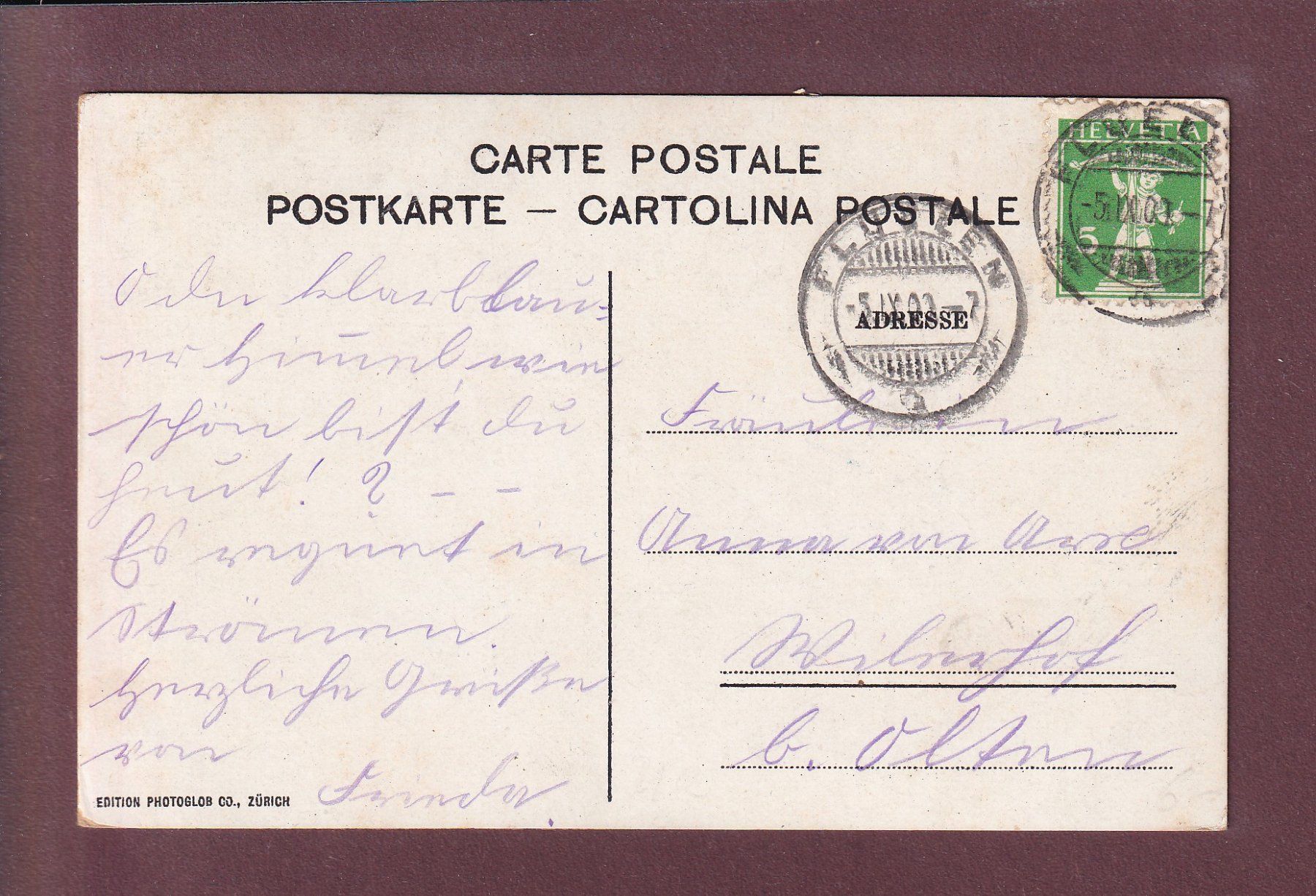 Ansichtskarten: AXENSTRASSE - Bristenstock - 1909 – Gebraucht aus Pully von nicecards 1