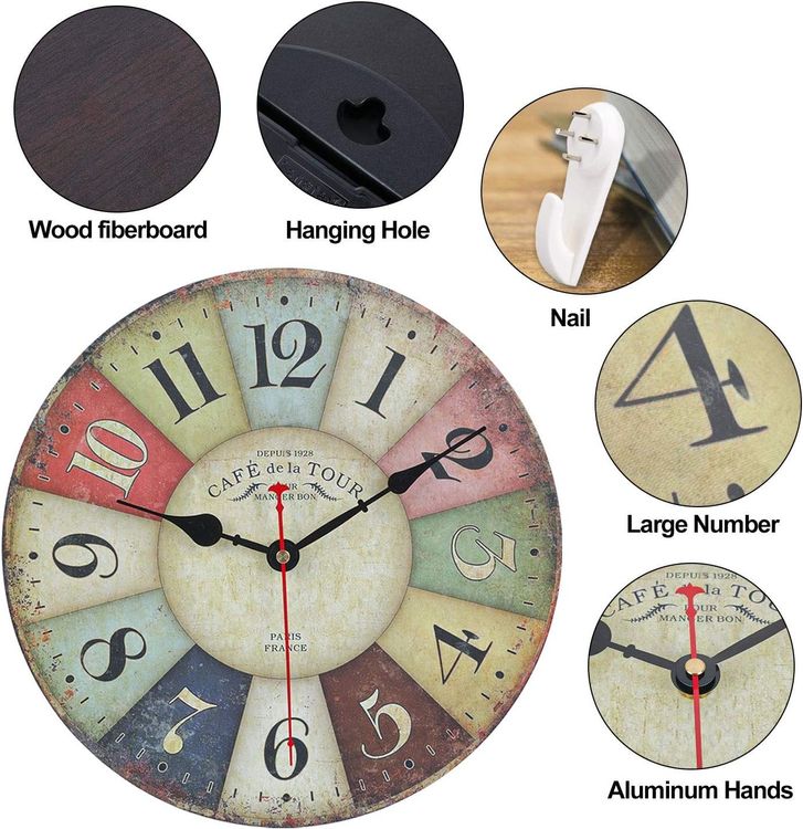 Verwunderlich Wanduhr Vintage Holz Ebenbild