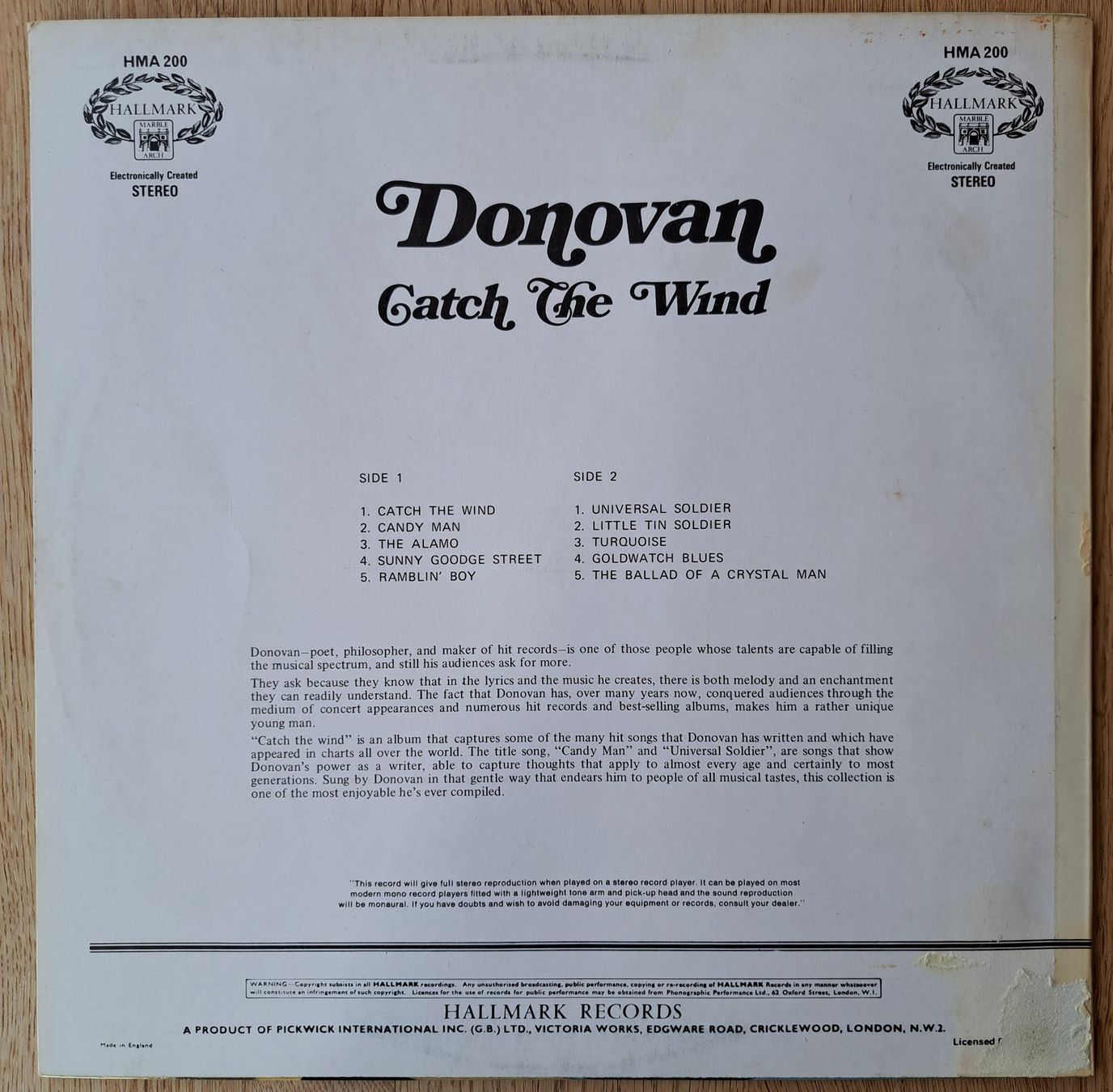 Dischi in vinile: Donovan - Catch the wind – Usato da Meggen venduto da Ricardokoch 1