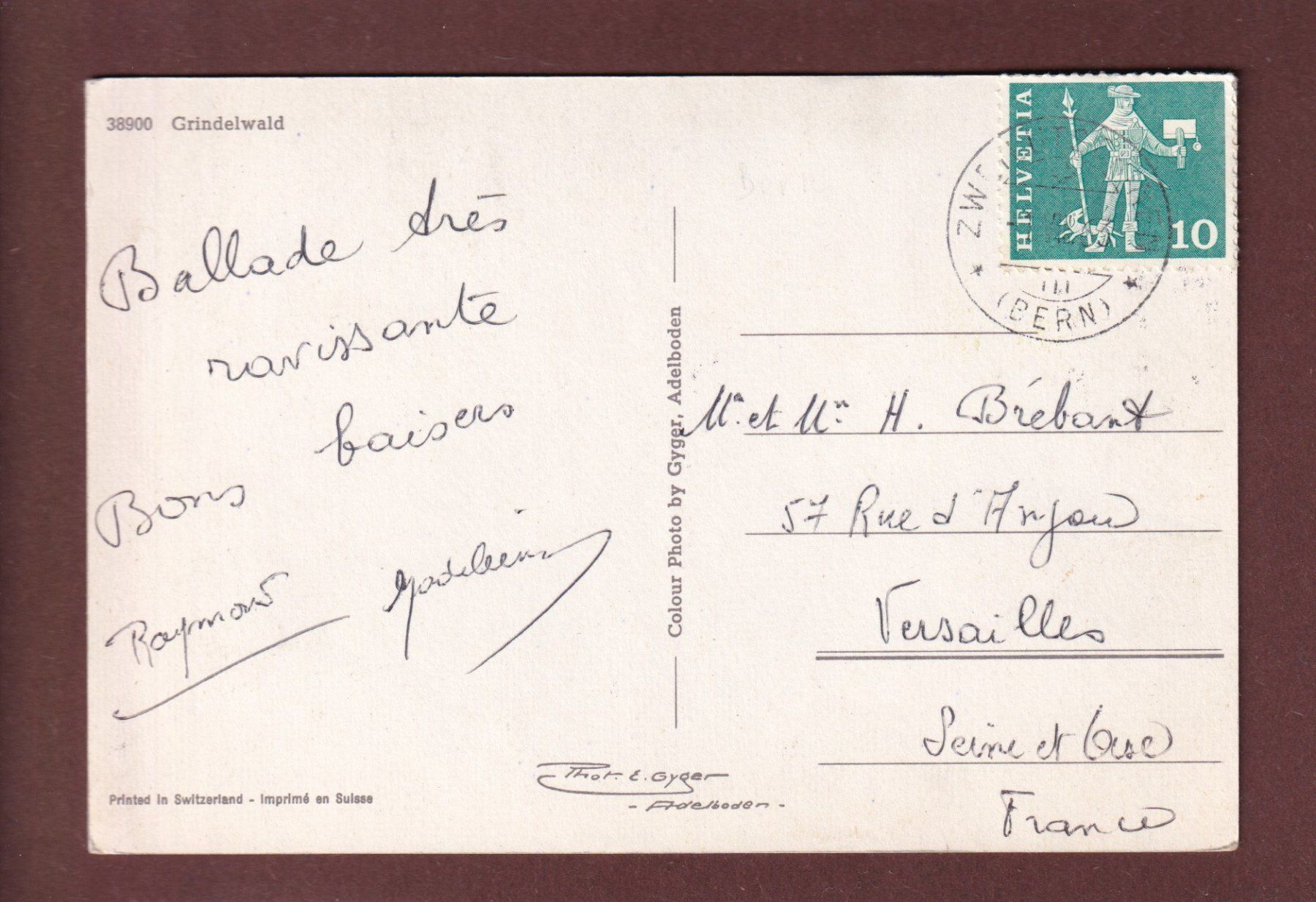 Cartoline postali: GRINDELWALD - 4 Bilder - 1963 – Usato da Pully venduto da nicecards 1