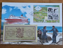 Notenbrief Bankfrische 1-Finnische-Mark-Note aus Aland