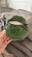 Ceramic dish leaf shape with fish decor