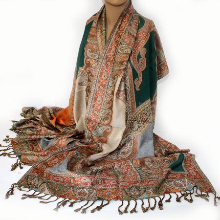 Damenschal Schal Viskose Paisley Pashmina 200x70 Grün 512