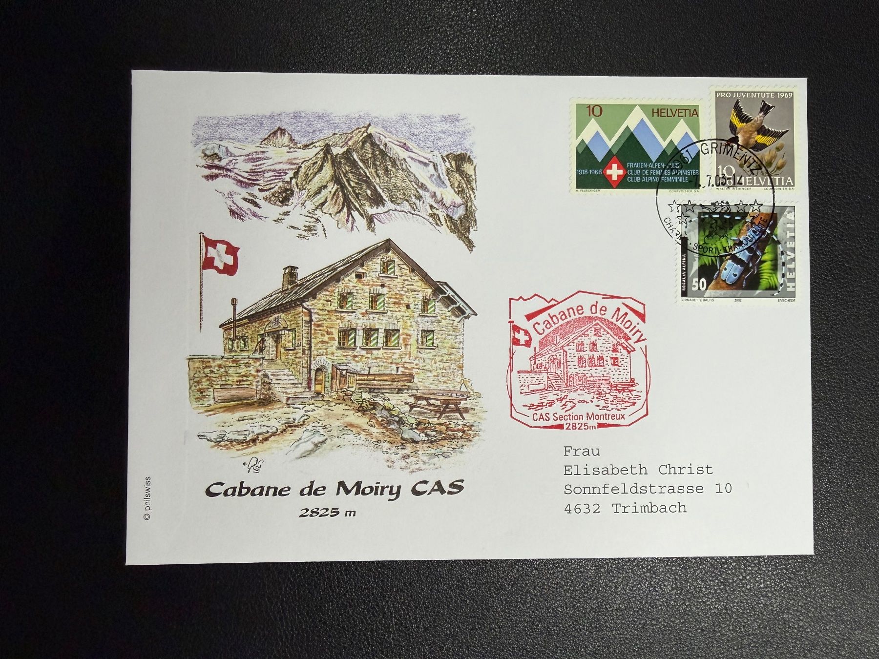 Tous les timbres: Cabane de Moiry CAS 2003 Sonderbrief – D'occasion à oberrüti par jeanmei