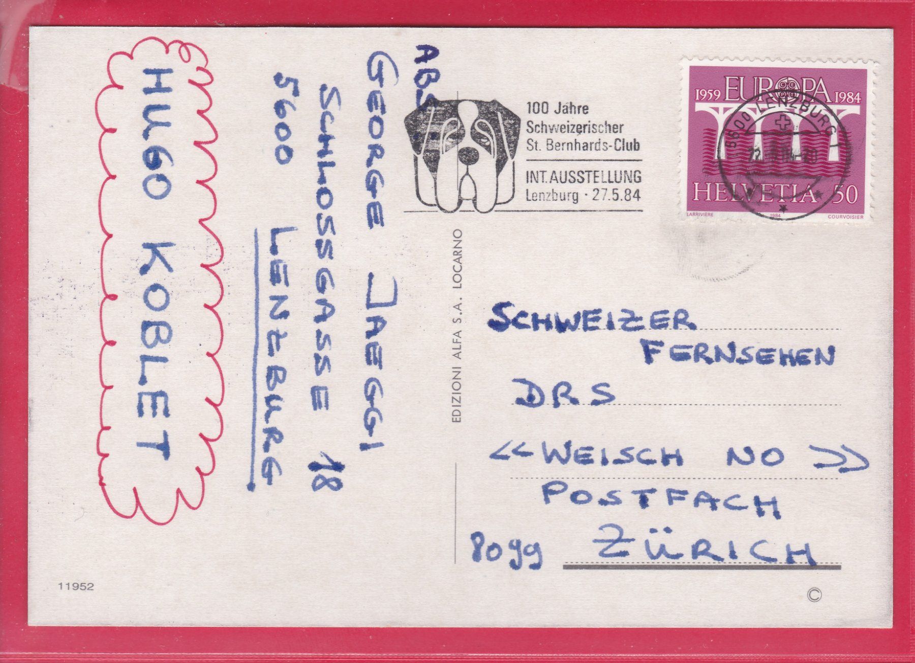 Cartoline postali: SALUTI DALLA VALLE ONSERNONE, 1984 – Usato da Oberrieden venduto da Gebirgsstelze 1