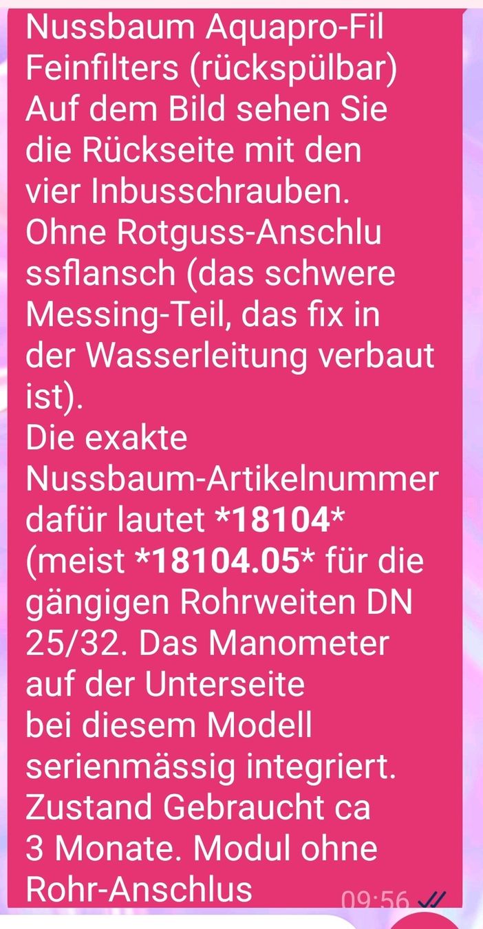 Sanitär: Nussbaum Feinfilter – Gebraucht aus Aesch BL von Ipnf 7