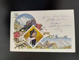 Tracht, Gruss aus den Alpen , dat. ambulanc 1900