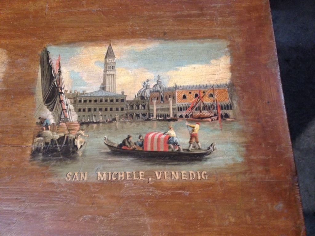 Tavoli: Biedermeier Tisch bemalt Venedig Motiv – Usato da Koblenz venduto da Kbaldinger 1
