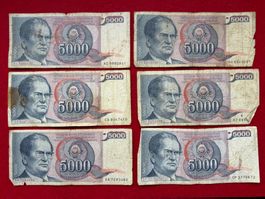 Belgrad 1985 - Jugoslawien - 5000 Dinara - 6 x Tito !