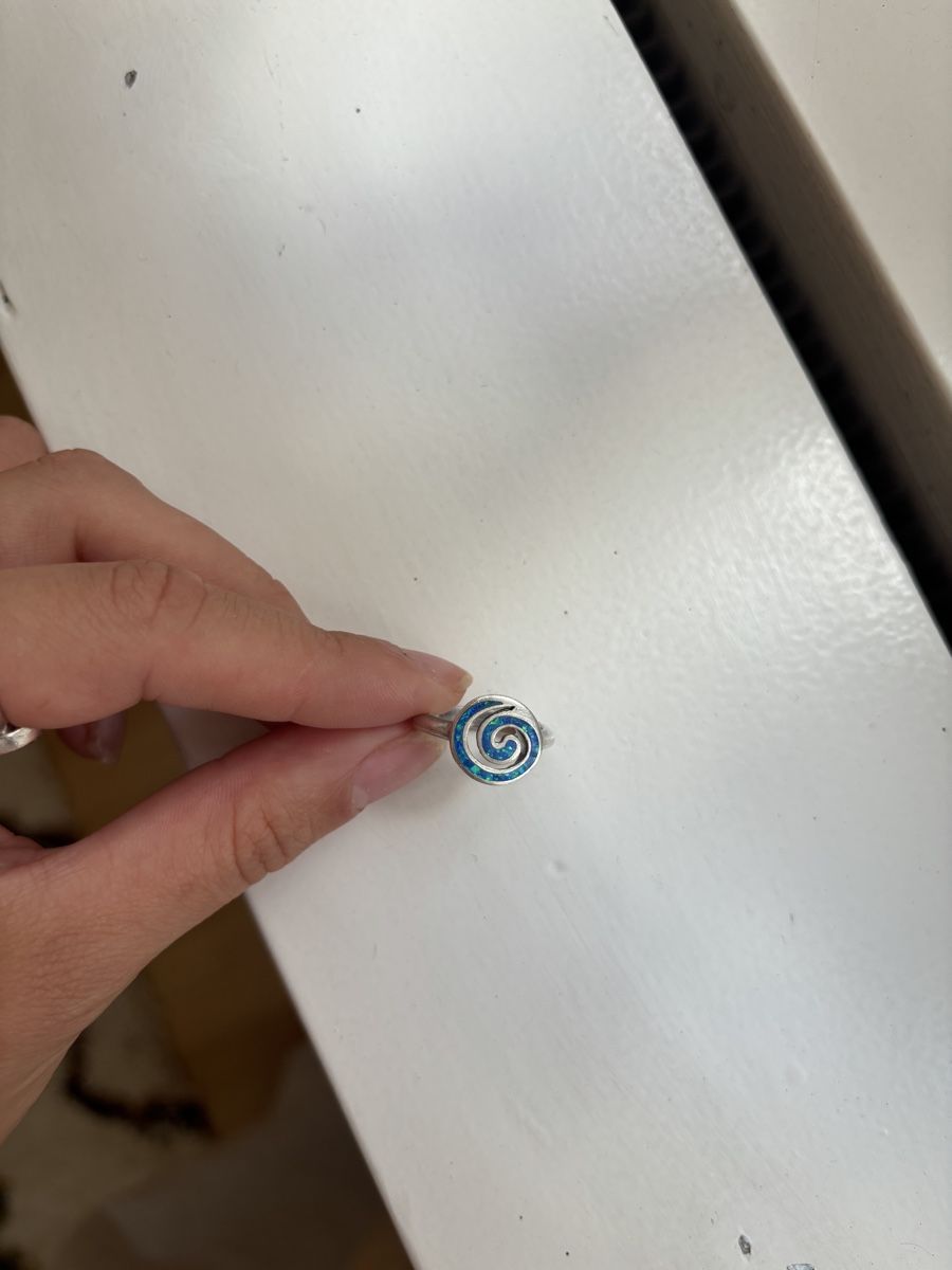 Anelli: Sterling Silver Blue Opal Spiral Ring Everyday Round Ring 52 – Usato da Zürich venduto da Rochfordevelyn 3