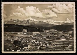 AK Biglen, Gesamtansicht mit Wetterhorn und Finsteraarhorn