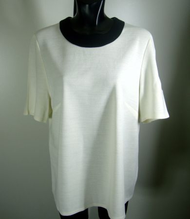 Bluse, Oberteil, Strick, creme-schwarz, Gr. 42/L