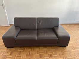 Zweisitzer Sofa Leder dunkelbraun gebrauchter Zustand