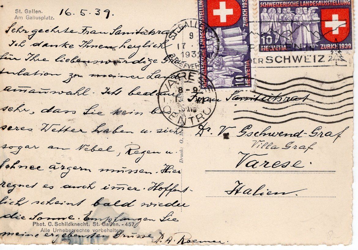 Cartoline postali: St. Gallen Gallusplatz 1939 – Usato da St. Gallen venduto da Epu 1
