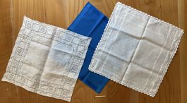 3er Set Vintage Stoffdeckchen, verschiedene Designs