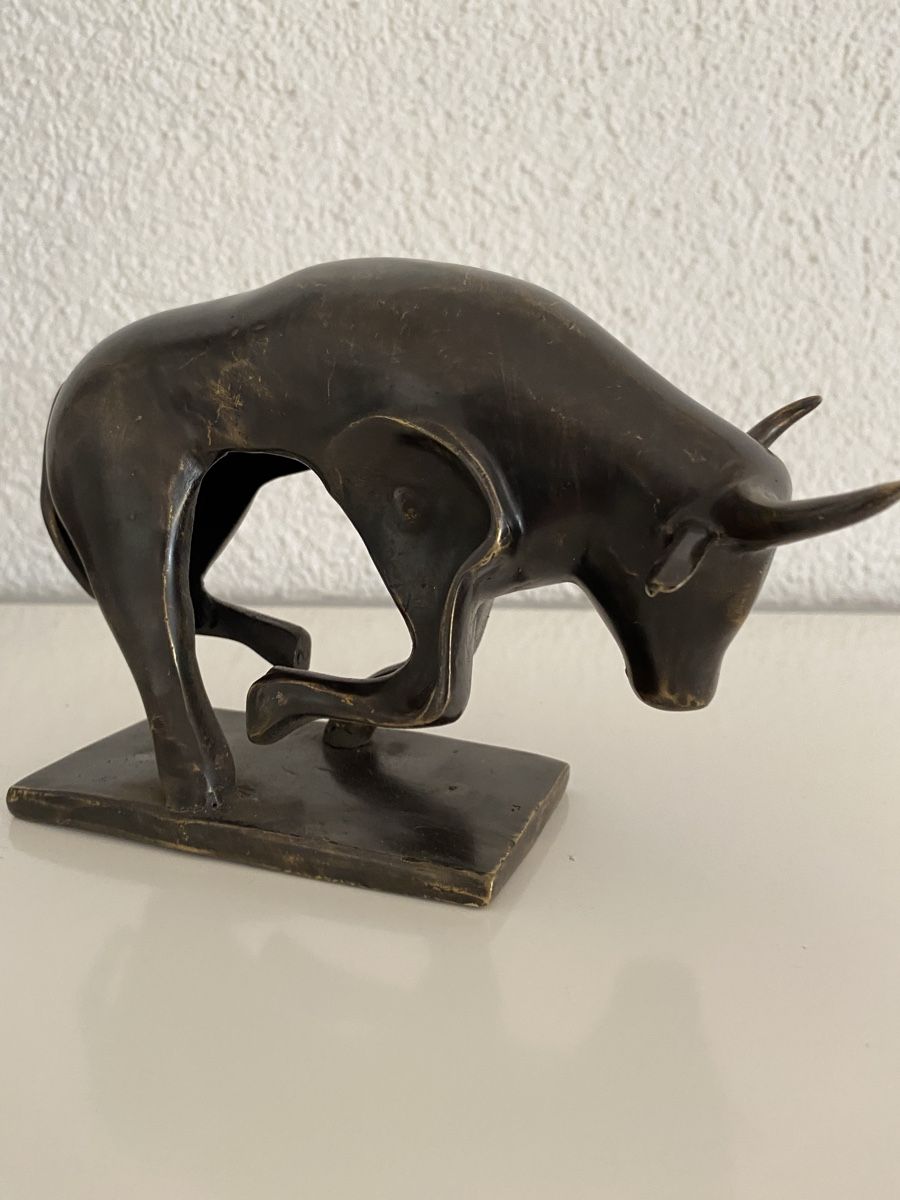 Sculture & Statue: Moderne Bronze, dynamischer Stier, H. Bounder – Nuovo e nell'imballaggio originale da Zürich venduto da eileenchen1 3