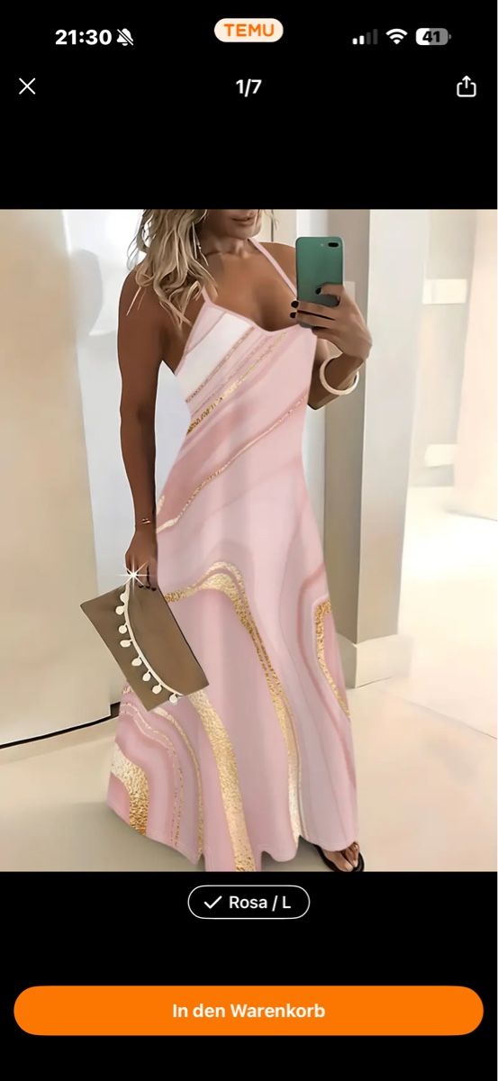 Robes: Maxikleid Rosa Grösse L mit Marmorprint – Neuf avec emballage d'origine à Gommiswald par Uschi1972