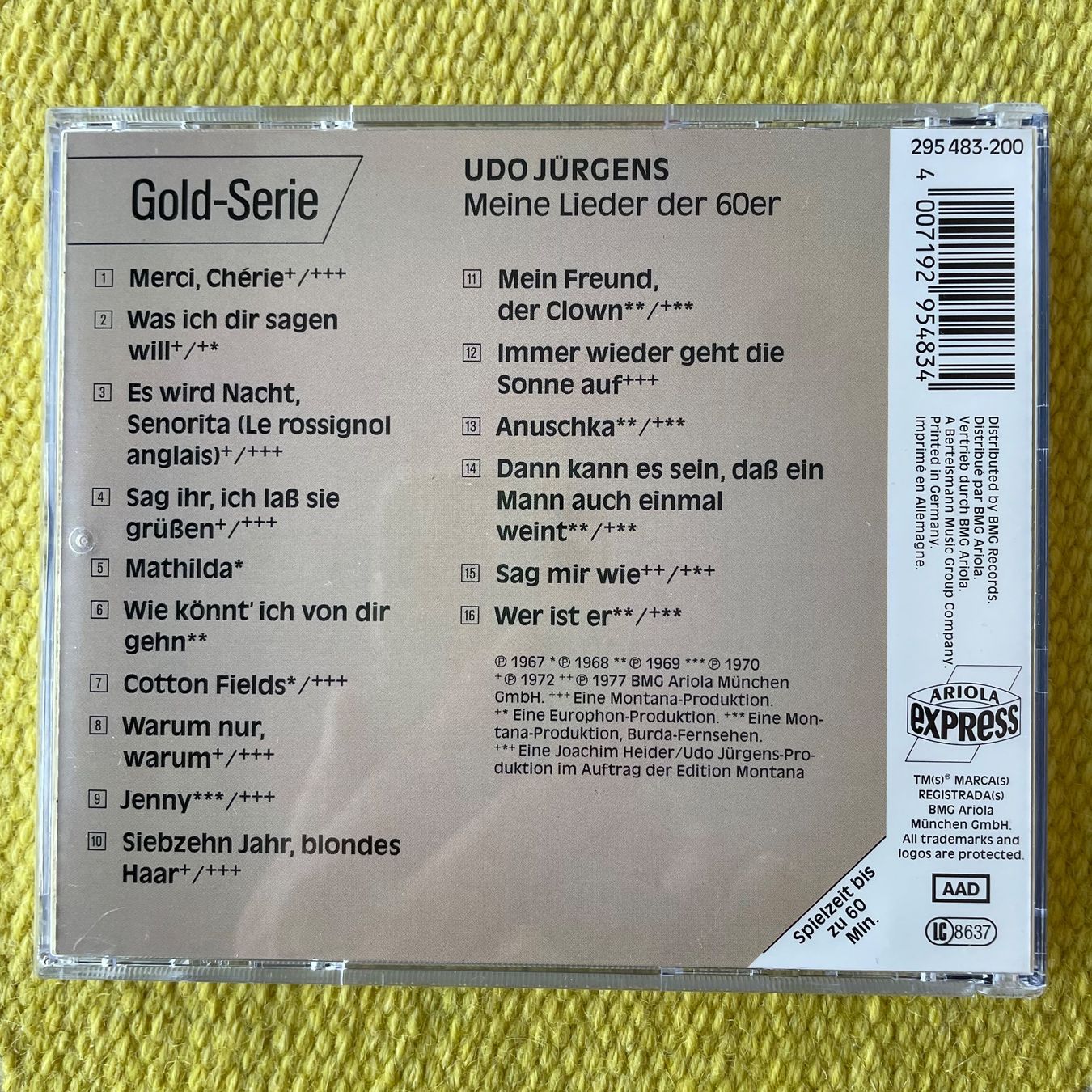 CD: UDO JÜRGENS-LIEDER DER 60ER – Usato da Rorschacherberg venduto da CD-Roli 1