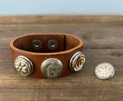 Echtleder Armband von Noosa Amsterdam mit 4 Chunks, Buddha