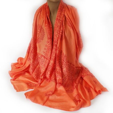 Schal Benares Ram Nam Lunghi Tuch Indien  Orange