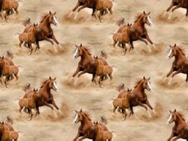 Baumwolljersey Digital Wildpferde - Sand