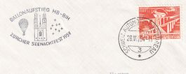 Brief Zürcher Seenachtfest 1954, Ballonaufstieg HB - BIH