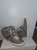 Salvatore Ferragamo High-Top Sneaker grau mit Fell Grösse 37