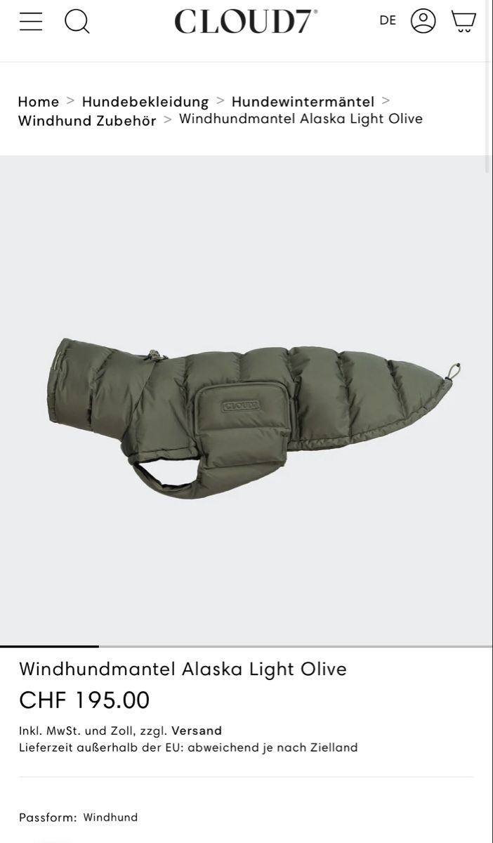 Cloud7 Abbigliamento: Windhundemantel Cloud7 – Usato da Basel venduto da lottalotta