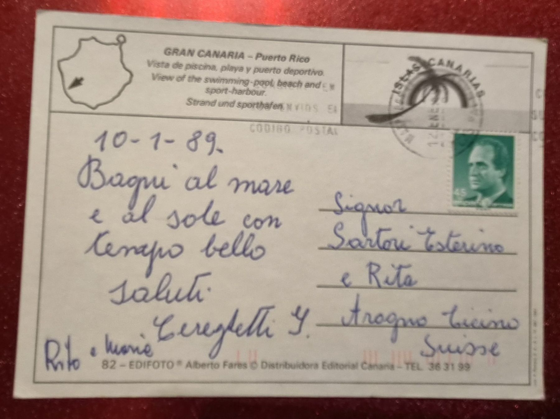 Cartoline postali: Puerto Rico Gran Canaria 1989 – Usato da Melchnau venduto da Fishel 1