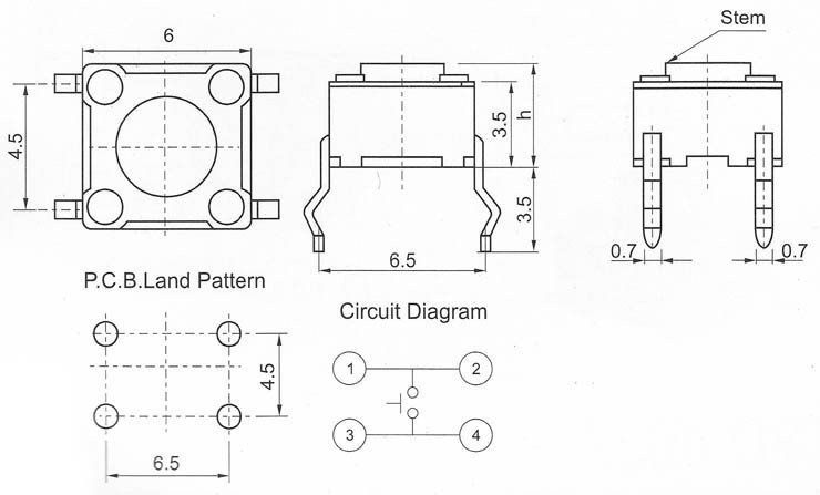 Interruttori: 100Stk Tactile Switch Taster 6x6x5mm – Nuovo e nell'imballaggio originale da Illnau venduto da diy-shop 1