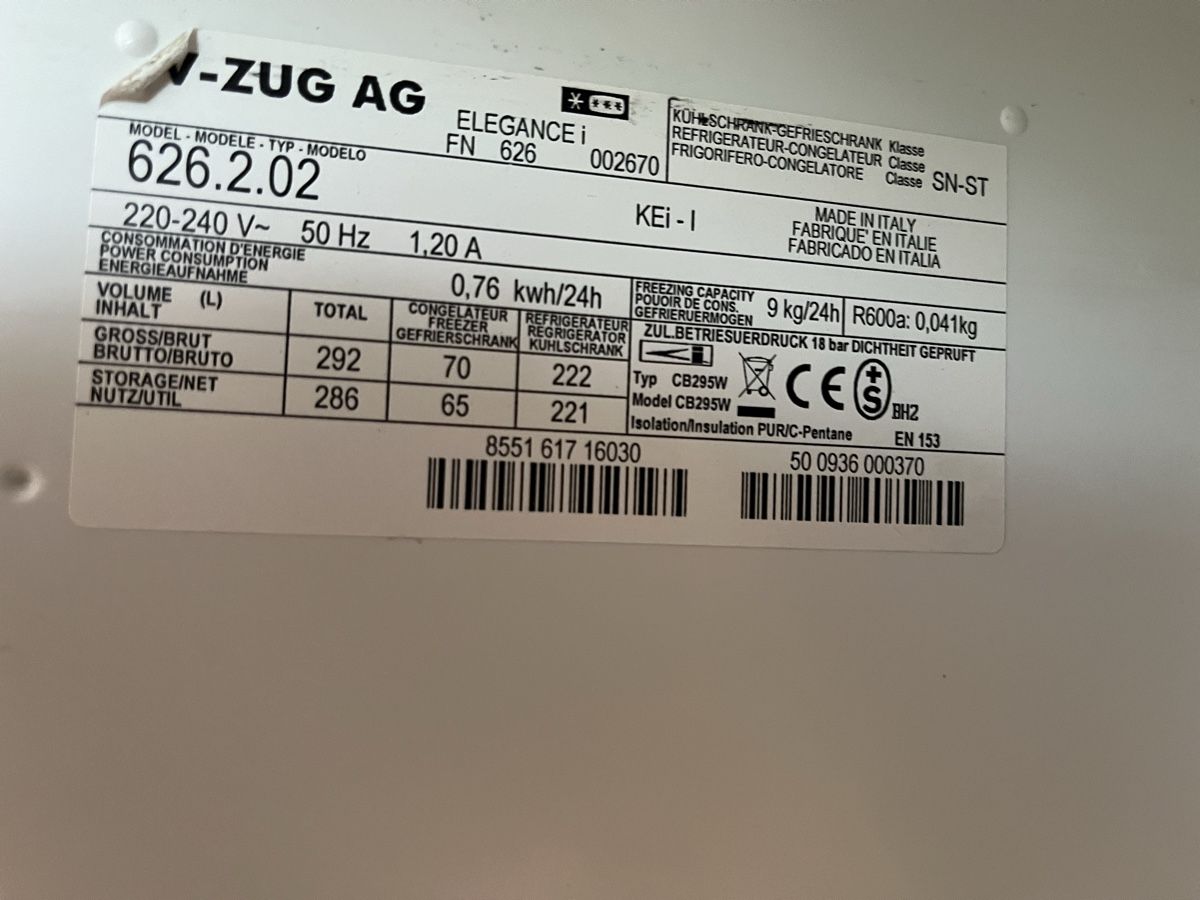 Sanitär: Kühlschrankdichtung V-Zug Elegance i – Gebraucht aus Baden von aja_7yjg 3