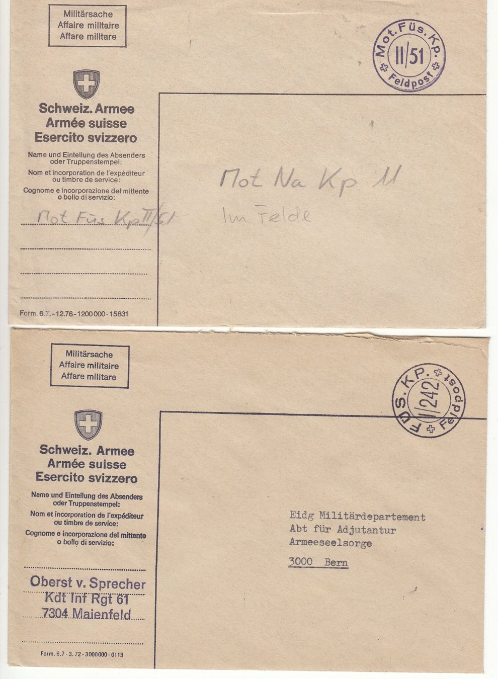 Tous les timbres: Militärbriefe 2.Stuck – D'occasion à Herrliberg par Lfrifda