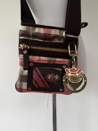 Juicy Couture Tasche Karo Mustern Pink Braun Gold Charm Süss