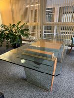 Exklusiver Designer Tisch mit Glas, Holz und Spiegel