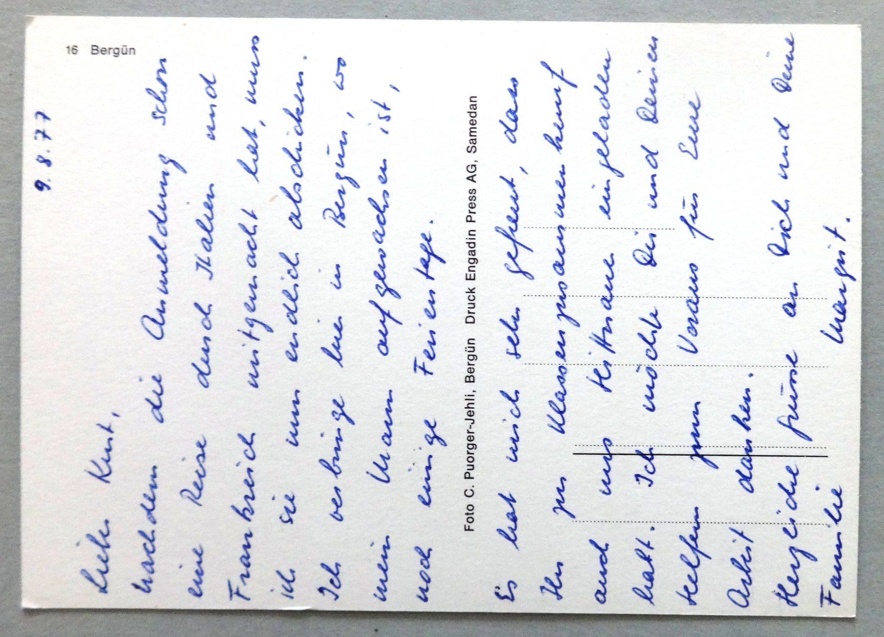 Cartoline postali: Bergün – Usato da Fétigny venduto da Billy2miny 1