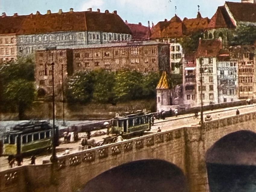 Cartoline postali: Basel - Trams - Rheinbrücke 1928 – Usato da Lutry venduto da Ediego 1