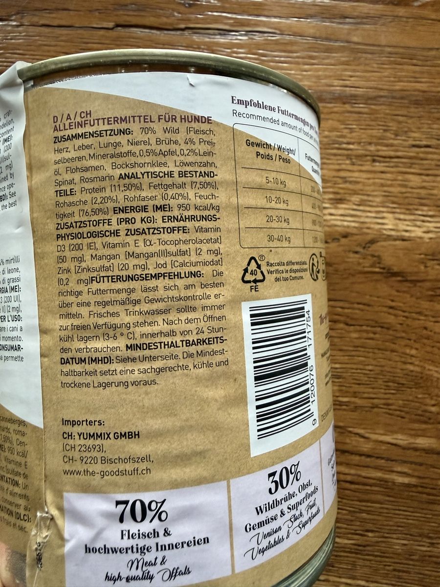 Mangimi: Hundefutter the good stuff Wild mit Preiselbeeren und Apfel – Nuovo e nell'imballaggio originale da Dägerlen venduto da CNA9 1