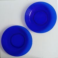 Vintage Kobaltblaue Kuchenteller Glas Sammlerstück 2er set