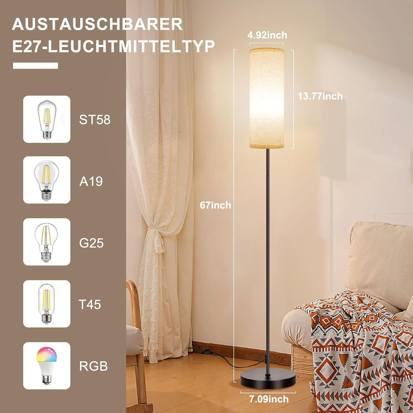 Lampen: Stehlampe RGB Dimmbar Smart mit Fernbedienung Schwarz – Neu und originalverpackt aus Hallau von Sale50OFF 4