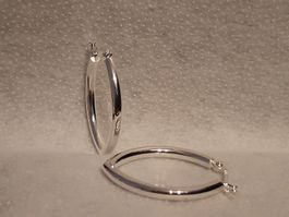 Creolen Ohrringe Oval Kantig Sterling Silber 925