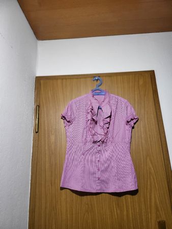 Chemisier Comma rose rayé, taille 40, parfait pour l'été!