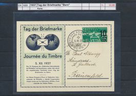 1937 Tag der Briefmarke, "Bern", Karte