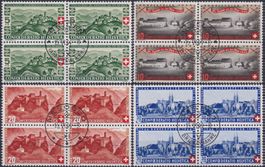 1944, B22-B25, Viererblöcke mit Ersttagsstempeln, Kat: 250.-