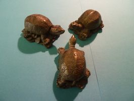 3 Schildkröten Figuren Messing antik Sammlerstück