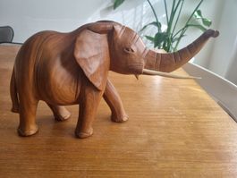 Holzelefant Figur Dekoration Handgeschnitzt gute Beschaff...