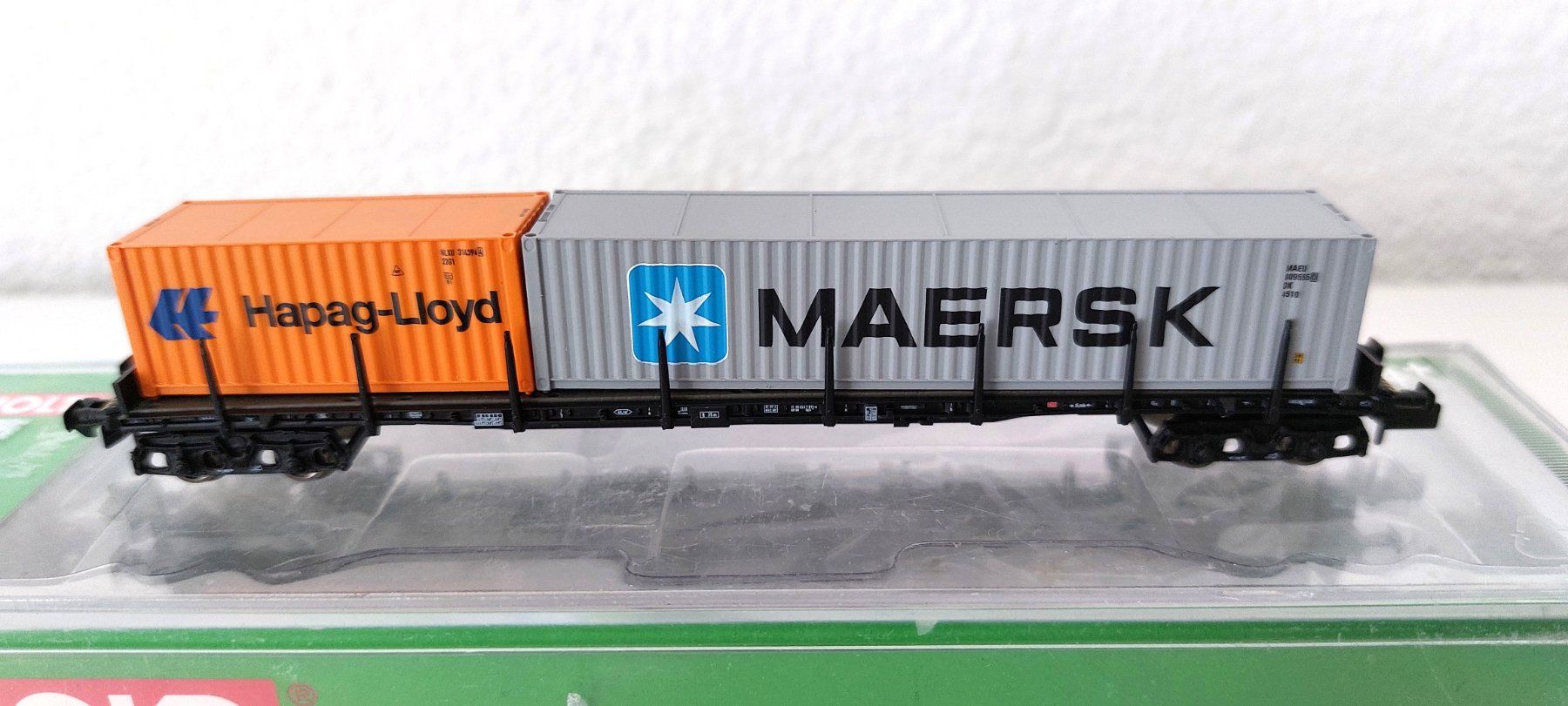 Arnold Modelleisenbahnen: Containertragwagen 716 der DB Hapag Lloyd + Maersk HN6118 – Neu und originalverpackt aus Biberist von Ntrains 1