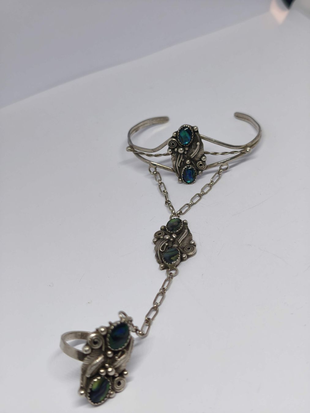 Bracciali & Braccialetti: Slave Bracelet Ring Sterling Silver Abalone stones ring  – Usato da St. Gallen venduto da GIULESGG 8
