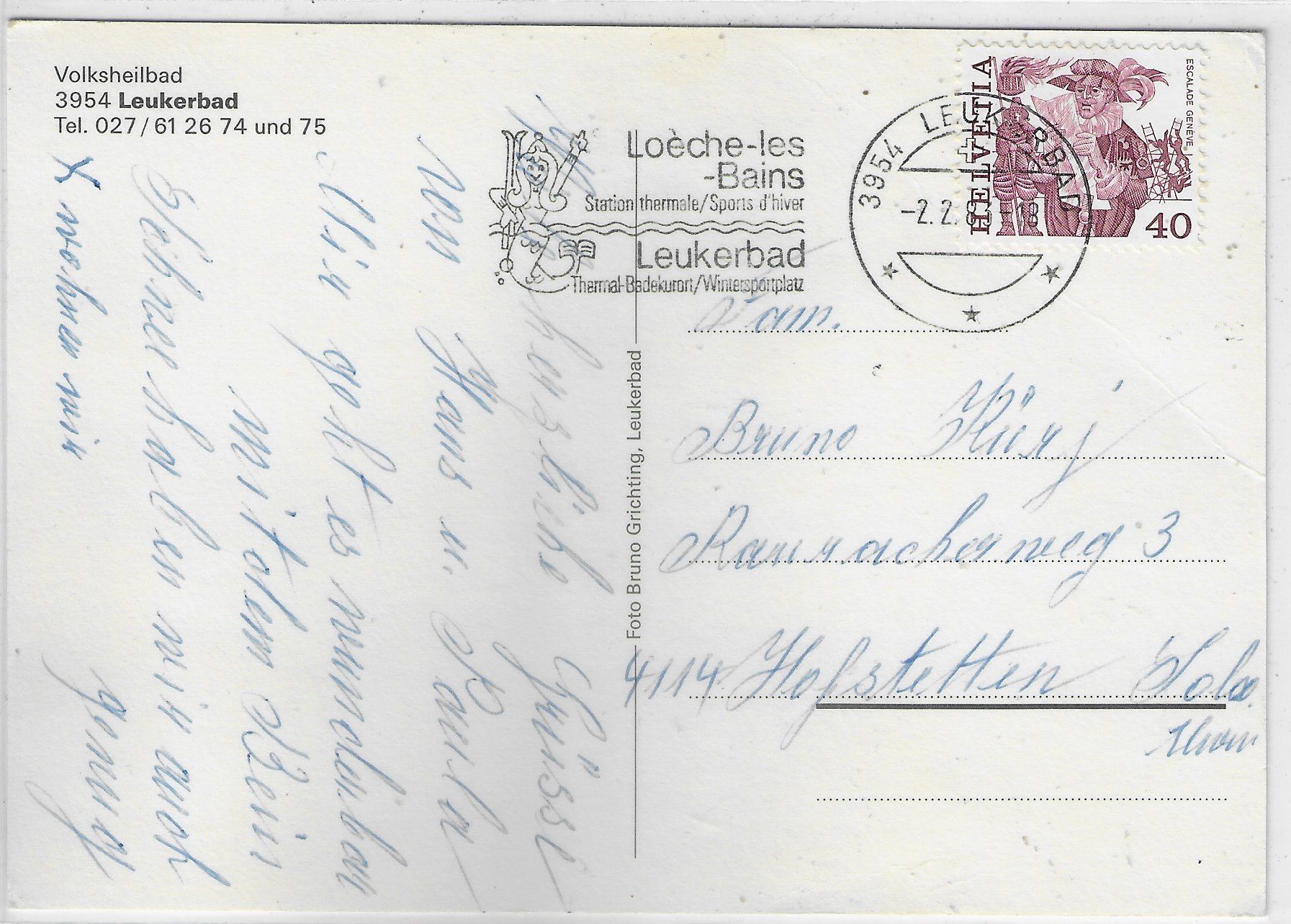 Cartoline postali: Volksheilbad - Leukerbad – Usato da Ettingen venduto da Kartenplanet 1
