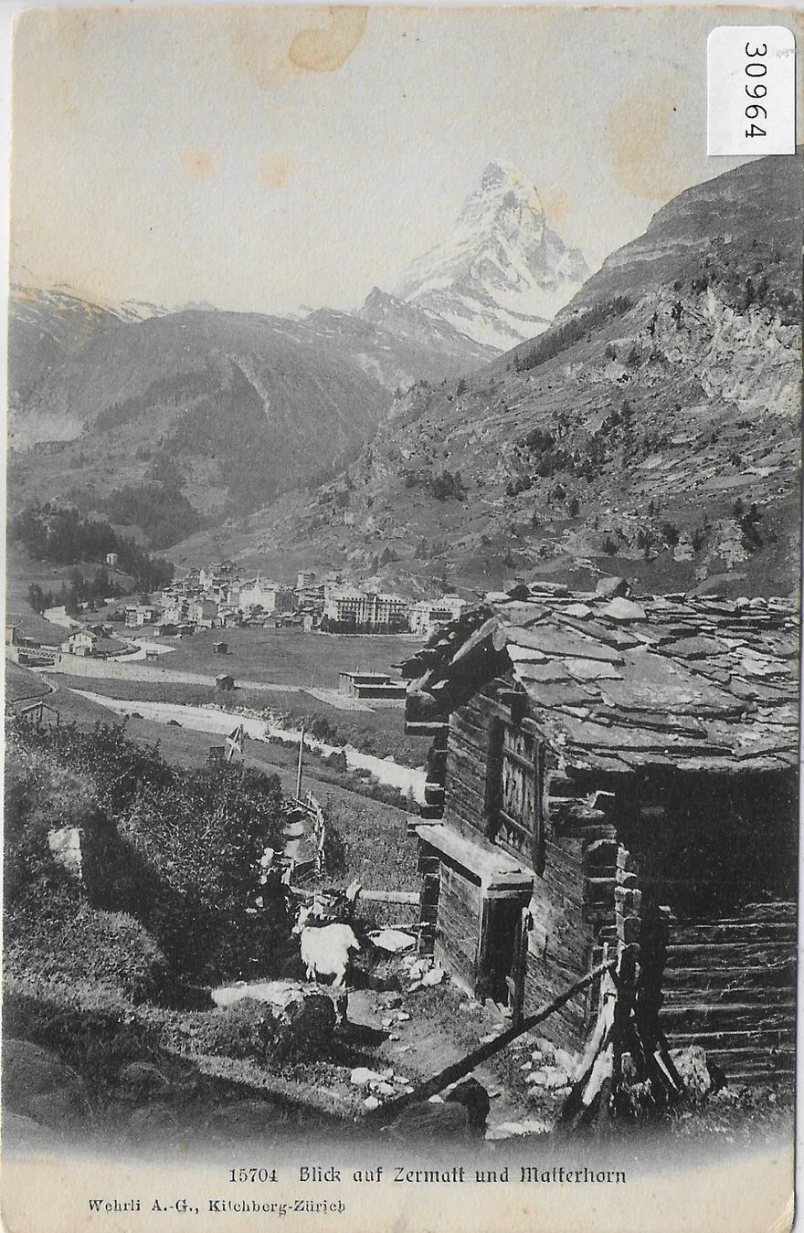 Cartoline postali: Blick auf Zermatt und Matterhorn – Usato da Ettingen venduto da Kartenplanet