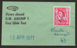 Ballon 1971 Grossbritannien  Luftpost D.W. AIRSHIP 1 Test